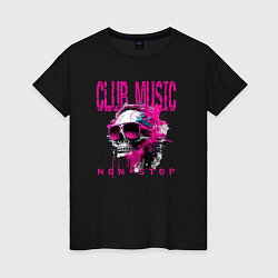 Женская футболка Club-music: череп в очках