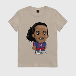 Футболка хлопковая женская Ronaldinho Barcelona, цвет: миндальный