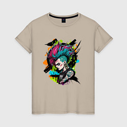 Женская футболка Девушка панк абстракция