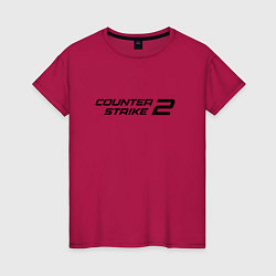 Футболка хлопковая женская Counter strike 2 лого черный, цвет: маджента