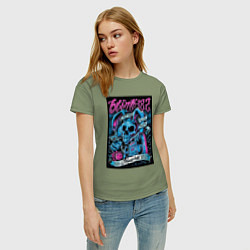Футболка хлопковая женская Blink 182 рок группа, цвет: авокадо — фото 2