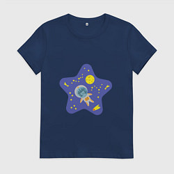 Женская футболка Ежик в космосе