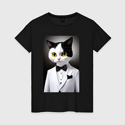 Женская футболка Котёнок - джентльмен - мем