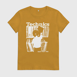 Футболка хлопковая женская Tichnics music, цвет: горчичный