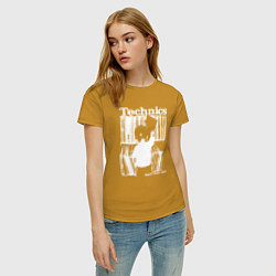Футболка хлопковая женская Tichnics music, цвет: горчичный — фото 2
