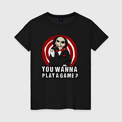 Футболка хлопковая женская You wanna play a game, цвет: черный