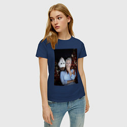 Футболка хлопковая женская Хеллоуин Майкл и Лори, цвет: тёмно-синий — фото 2
