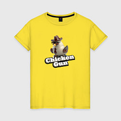 Женская футболка Chicken Gun illustration