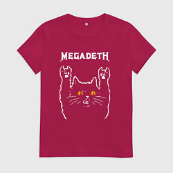Футболка хлопковая женская Megadeth rock cat, цвет: маджента