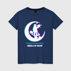 Футболка хлопковая женская Символ Angels of Death в стиле glitch, цвет: тёмно-синий