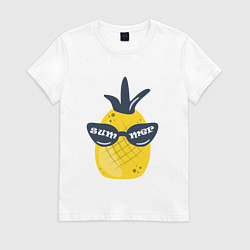 Футболка хлопковая женская Солнечный ананас, цвет: белый
