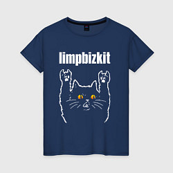 Футболка хлопковая женская Limp Bizkit rock cat, цвет: тёмно-синий