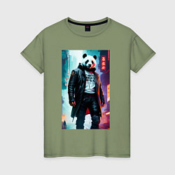 Женская футболка Cool panda - cyberpunk