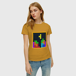 Футболка хлопковая женская Tetris, цвет: горчичный — фото 2