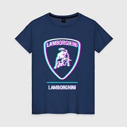 Женская футболка Значок Lamborghini в стиле glitch