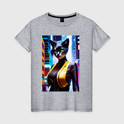 Женская футболка Модная кошечка в Нью-Йорке