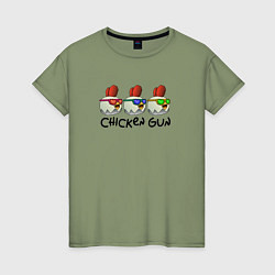 Женская футболка Chicken gun - три курочки