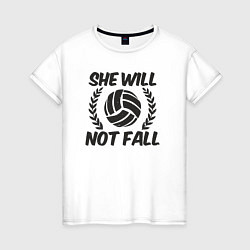 Футболка хлопковая женская She will not fall, цвет: белый