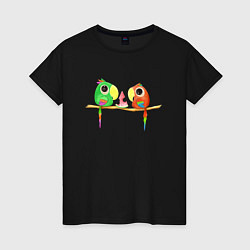 Женская футболка Попугайчики и арбуз