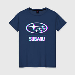 Женская футболка Значок Subaru в стиле glitch