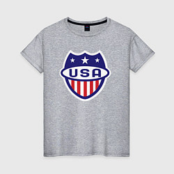 Футболка хлопковая женская Shield USA, цвет: меланж