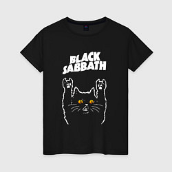 Футболка хлопковая женская Black Sabbath rock cat, цвет: черный