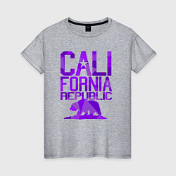 Футболка хлопковая женская Штат Калифорния, цвет: меланж