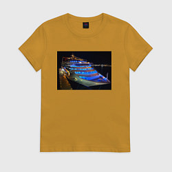 Женская футболка Яхта в ночном порту