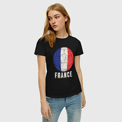 Футболка хлопковая женская Футбол Франции, цвет: черный — фото 2