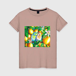 Женская футболка Попугаи в лимонах