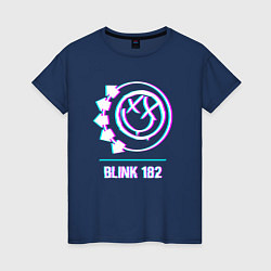 Футболка хлопковая женская Blink 182 glitch rock, цвет: тёмно-синий