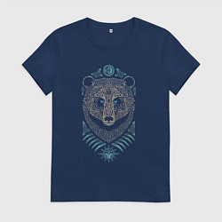Футболка хлопковая женская Мифология славян - медведь, цвет: тёмно-синий