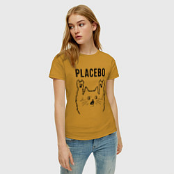 Футболка хлопковая женская Placebo - rock cat, цвет: горчичный — фото 2