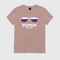 Футболка хлопковая женская Russian, цвет: пыльно-розовый