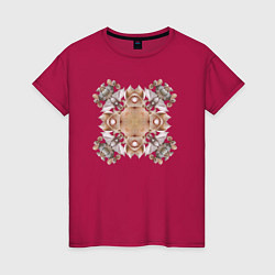 Женская футболка Орнамент мозаика из ракушек бежевая