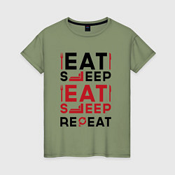 Женская футболка Надпись: eat sleep S T A L K E R repeat
