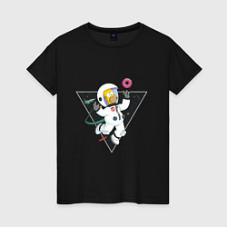 Футболка хлопковая женская Гомер в космосе, цвет: черный