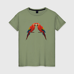 Женская футболка Пара красных попугаев