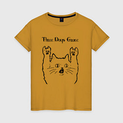 Футболка хлопковая женская Three Days Grace - rock cat, цвет: горчичный