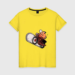 Женская футболка Милый Почита на байке - Человек бензопила