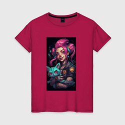 Женская футболка Jinx with cat art League of Legends