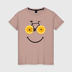 Женская футболка Апельсиновое лето с велосипедом