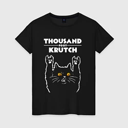 Футболка хлопковая женская Thousand Foot Krutch rock cat, цвет: черный