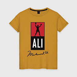 Футболка хлопковая женская Muhammad Ali boxer, цвет: горчичный