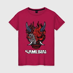 Футболка хлопковая женская Samurai logo, цвет: маджента