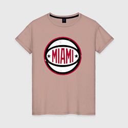 Футболка хлопковая женская Team Miami Heat, цвет: пыльно-розовый