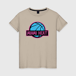 Футболка хлопковая женская Miami Heat team, цвет: миндальный