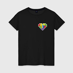 Женская футболка Сердце из фигур тетрис