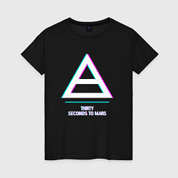 Женская футболка Thirty Seconds to Mars glitch rock