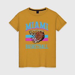 Футболка хлопковая женская Basket Miami, цвет: горчичный